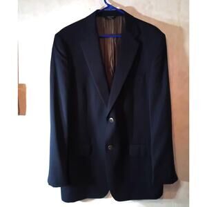 Joseph Feiss Gold 42L Wool Blazer Navy Sport Coat Classic Mens Suit Jacket